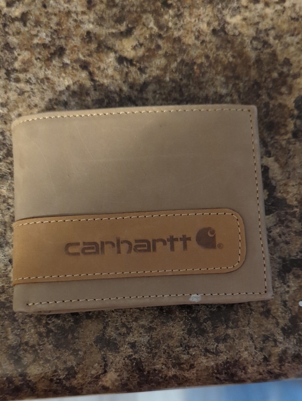 Carhartt Tan/Brown Leather Card Wallet with Branded Strap